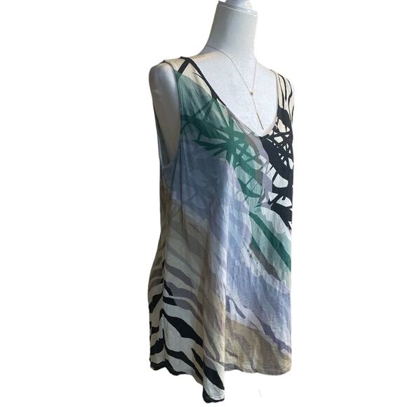 Soft Surroundings 100% Cotton Botainical Print Flowy Tunic Tank Top Size Medium - Picture 2 of 5